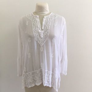 Elegant white sparkle top
